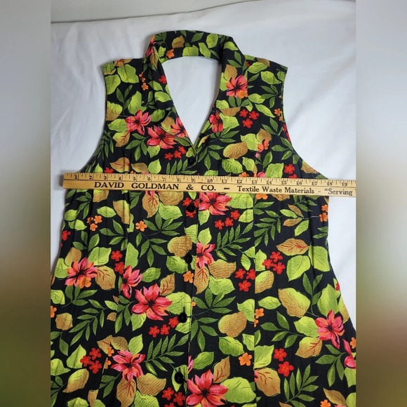 Vintage 90s Y2K Erika Dresses Tropical Floral Button Front Dress sz M - Picture 4 of 9